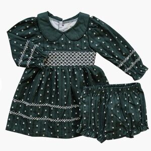Mebie Baby Tulip Smocked Peter Pan Collar Dress with Bloomers